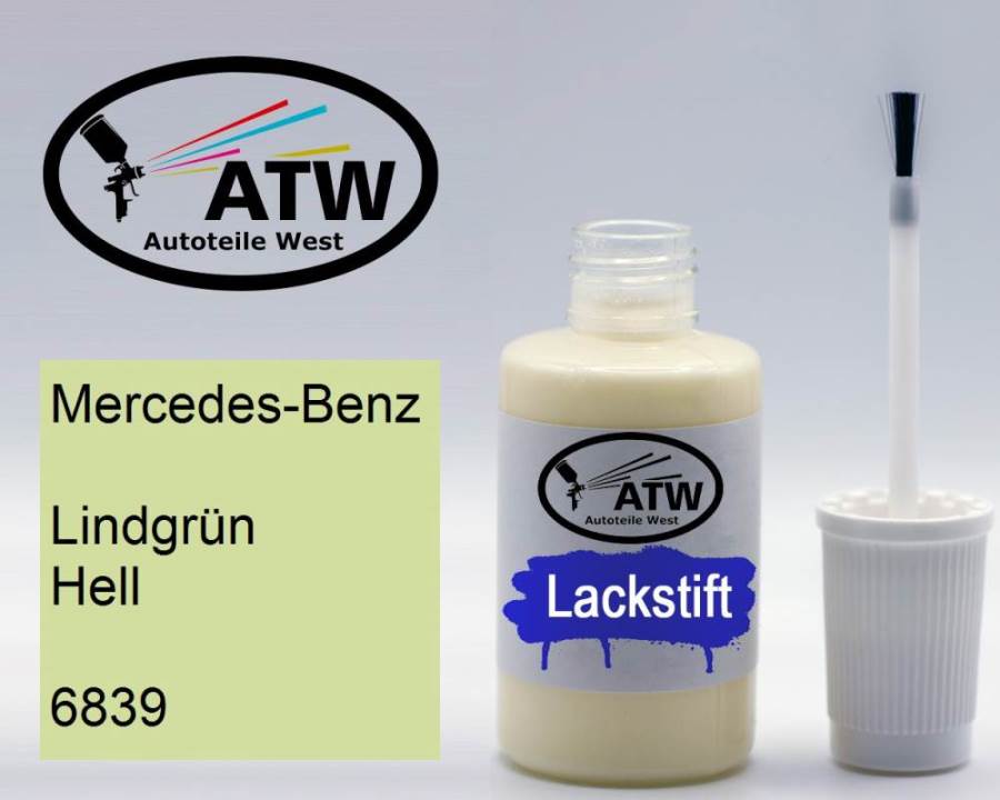 Mercedes-Benz, Lindgrün Hell, 6839: 20ml Lackstift, von ATW Autoteile West.